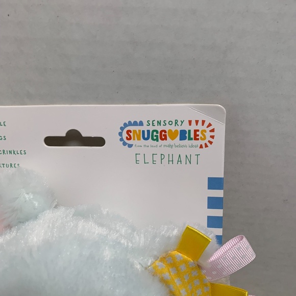 New Snuggables Sensory Plush Elephant Noise Rattle Ribbon Tags Crinkles - Picture 3 of 7